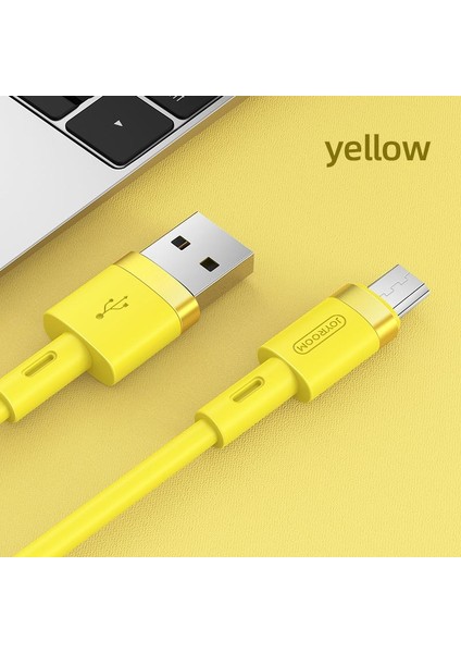 S-1224N2 1.2m 2.4A Usb-Mikro Silikon Data ve Şarj Kablosu Sarı