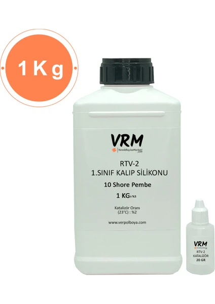 VRM Vernikrecinemarketi Rtv-2 Kalıp Silikonu 1.Sınıf (Pembe - 10 Shore) - 1 kg