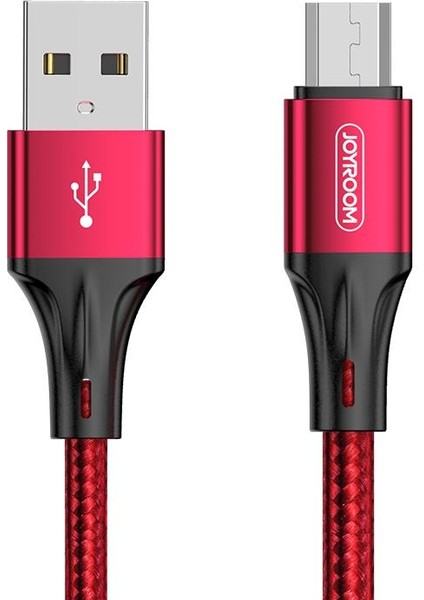 S-0230N1 0.2m 3A USB -Mikro Data Sync Şarj Kablosu Kırmızı