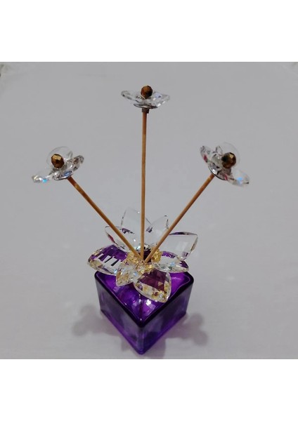 Dekoratif Kristal Cam Oda Koku Şişesi Mor-Gold