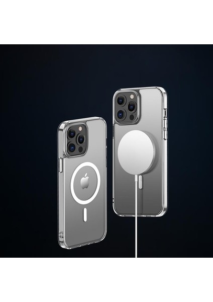 Apple iPhone 13 Pro Magsafe Kablosuz Şarj Destekli Manyetik Şeffaf Koruyucu Kılıf