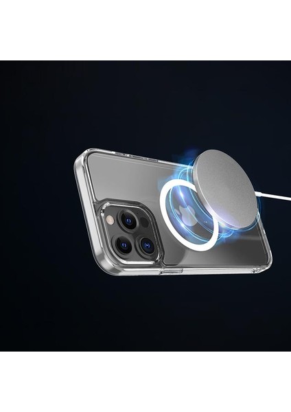 Apple iPhone 13 Pro Magsafe Kablosuz Şarj Destekli Manyetik Şeffaf Koruyucu Kılıf