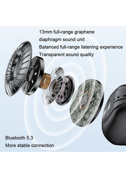 Çift Kulak Kemik Iletimi Kablosuz Bluetooth Kulaklık Çift Kulak (Siyah) (Yurt Dışından)