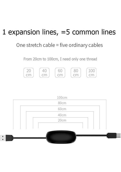 S-M346 Uzatılabilir Type-C Hızlı Şarj ve Data Kablosu Siyah fırsatları