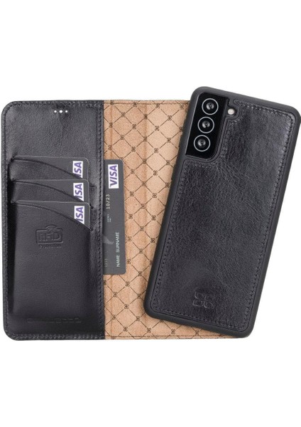 Samsung Galaxy S21 Serisi Cüzdanlı Çıkarılabilir Deri Kılıf - S21 Plus / Siyah