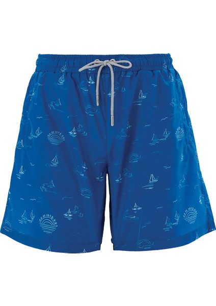 Erkek Havuz Deniz Şort Desenli Ajany S124 Petrol