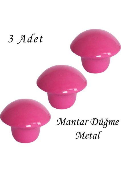 3 Adet Pembe Mantar Düğme Kulp Çocuk Bebek Mobilya Çekmece Dolap Kapak Kulbu Metal Kulp Aksesuarları Vidalı
