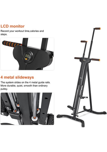 Relife Ab Vertical Climber 5 Kademeli Dikey Tırmanma Egzersiz Aleti, Katlanabilir Kardiyo Egzersiz Makinesi, Stepper