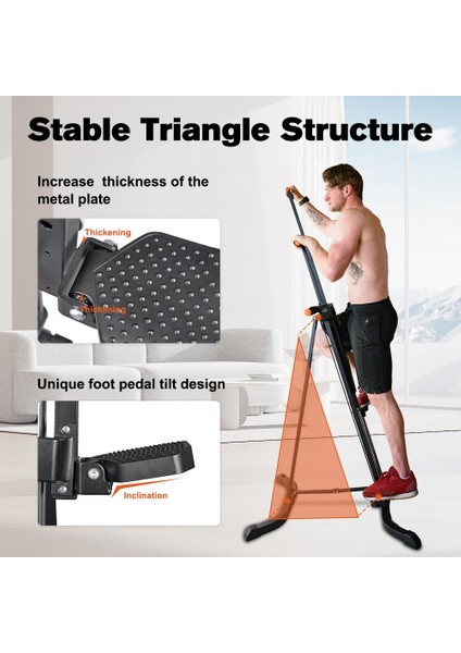 Relife Ab Vertical Climber 5 Kademeli Dikey Tırmanma Egzersiz Aleti, Katlanabilir Kardiyo Egzersiz Makinesi, Stepper