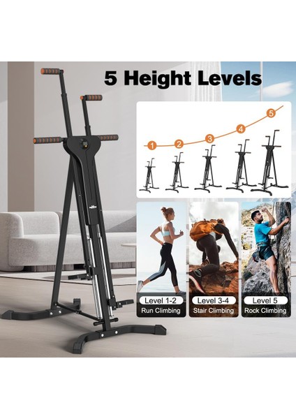 Relife Ab Vertical Climber 5 Kademeli Dikey Tırmanma Egzersiz Aleti, Katlanabilir Kardiyo Egzersiz Makinesi, Stepper