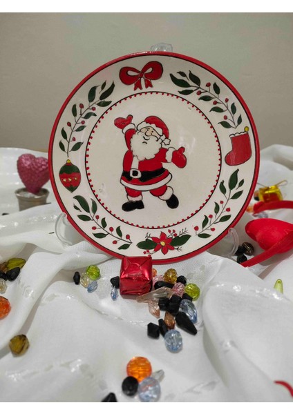 Noel Baba Figürlü El Yapımı Seramik Tabak