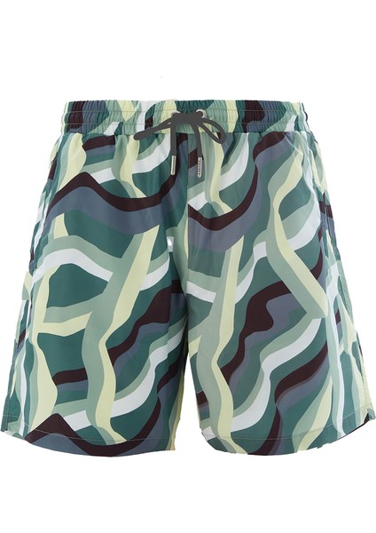 Erkek Havuz Deniz Şort Desenli Agwe S123 Yeşil
