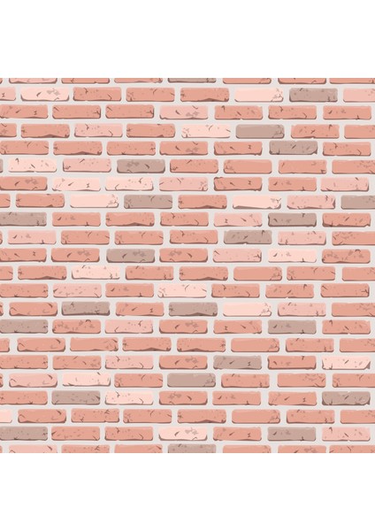 Pembe Tuğla Görünümlü Desenli Yapışkanlı Folyo, Mutfak, Tezgah, Masa, Dolap Kaplama Folyosu, Isıya Dayanıklı, Su Geçirmez, Kendinden Yapışkan Folyolar, Sticker, Büyük Ebatlı, Dekoros
