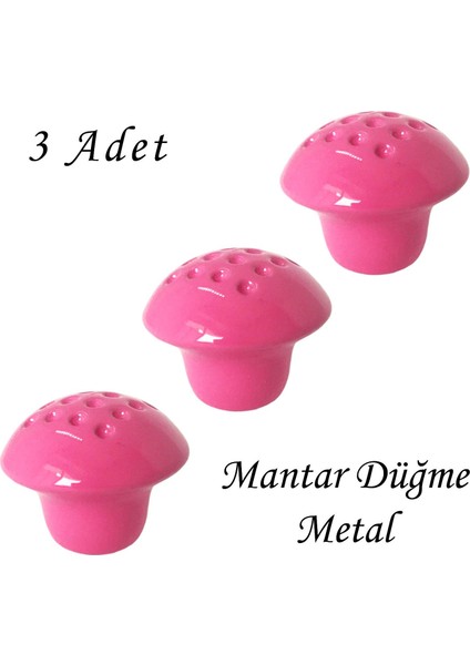3 Adet Pembe Noktalı Mantar Düğme Kulp Çocuk Bebek Mobilya Çekmece Dolap Kapak Kulbu Metal Kulp Aksesuarları Vidalı