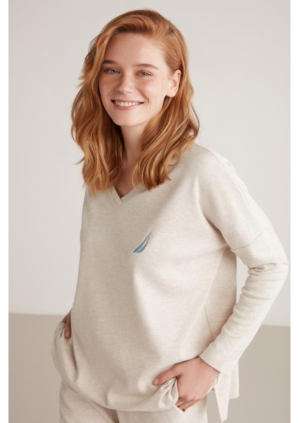 Uzun Kol V Yaka Kadın Pijama Takım W616 fiyatları