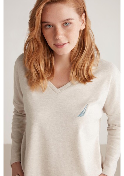 Uzun Kol V Yaka Kadın Pijama Takım W616 modelleri