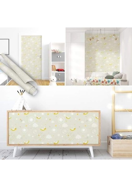 Eğlenceli Çocuk Odası Desenli Yapışkanlı Folyo, Çizgi Film Desenli, Bebek Odası, Çocuk Odaları, Masa, Dolap Kaplama Folyosu, Su Geçirmez, Yapışkan Folyolar, Sticker, Büyük Ebatlı, Dekoros