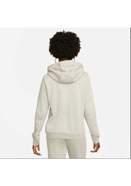 Siyah - Gri - Gümüş Kapüşonlu Kadın Sweatshirt DQ5793-063 W Club Flc Std Po Hdy