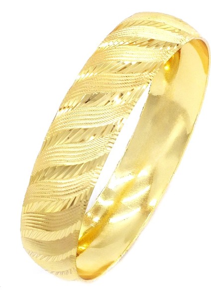 Altın Kaplama Dalgalı Yan Çizgili 1.5 cm Bilezik BLZ-3077