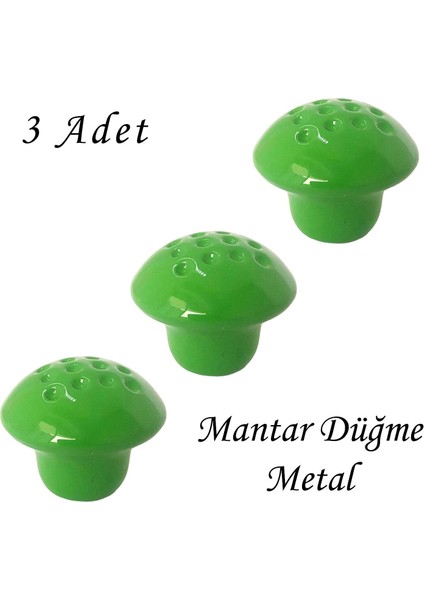 3 Adet Yeşil Noktalı Mantar Düğme Kulp Çocuk Bebek Mobilya Çekmece Dolap Kapak Kulbu Metal Kulp Aksesuarları Vidalı