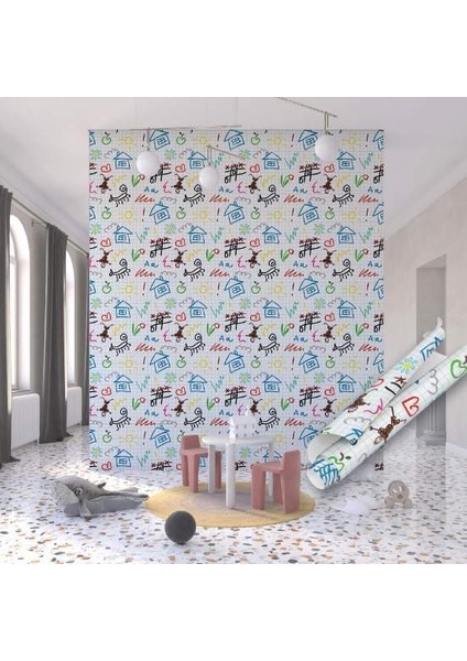 Renkli Çok Desenli Çocuklar Için Yapışkan Folyo, Kendinden Yapışkanlı Folyolar, Bebek Odası, Çocuk Odası, Dolap Kaplama Folyosu, Su Geçirmez, Yapışkan Folyolar, Sticker, Büyük Ebatlı, Dekoros indirimleri