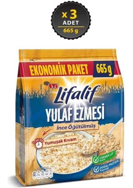 Lifalif İnce Öğütülmüş Yulaf Ezmesi 665 gr x 3 Adet