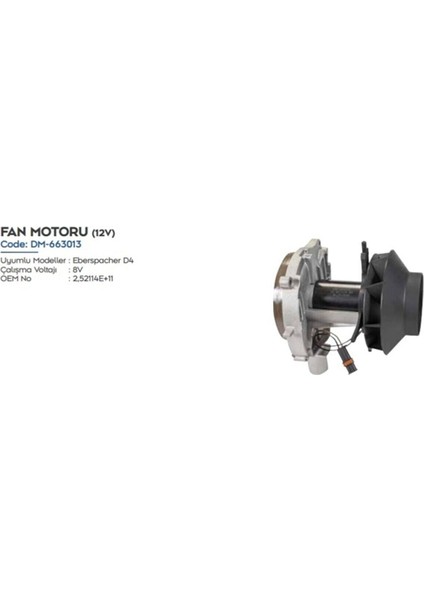 Ahmet Otomotiv Webasto Isıtıcı Fan Motoru D4 24 Volt Vebasto