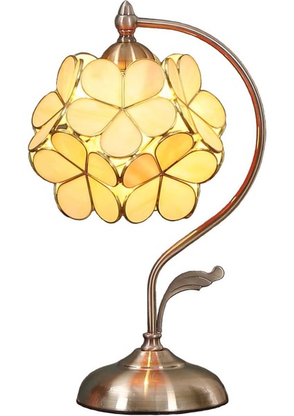 Abajur, Renkli Camdan Tiffany Tarzında 21 cm Genişliğinde Kiraz Çiçeği Aydınlatma,vintage