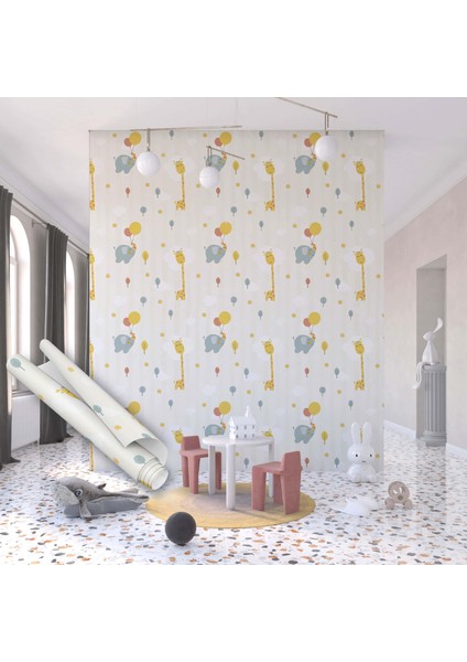 Sevimli Yavru Hayvanlar Yapışkanlı Folyo, Zürafa ve Fil Hayvan Folyoları, Çizgi Film Desenli, Bebek Odası, Çocuk Odaları, Kaplama Folyosu, Yapışkan Folyolar, Sticker, Büyük Ebatlı, Dekoros fırsatları