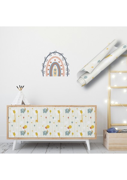 Sevimli Yavru Hayvanlar Yapışkanlı Folyo, Zürafa ve Fil Hayvan Folyoları, Çizgi Film Desenli, Bebek Odası, Çocuk Odaları, Kaplama Folyosu, Yapışkan Folyolar, Sticker, Büyük Ebatlı, Dekoros indirimleri