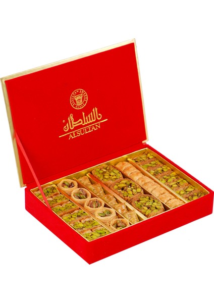 Al Sultan Sweets Karışık Baklava  Kırmızı Kadife Kutusunda 6'lı Lezzet Koleksiyonu 400 gr