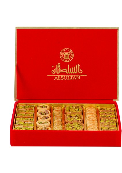 Al Sultan Sweets Karışık Baklava  Kırmızı Kadife Kutusunda 6'lı Lezzet Koleksiyonu 400 gr