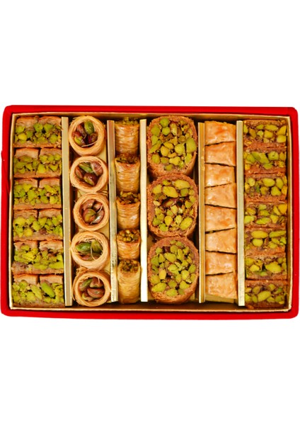 Al Sultan Sweets Karışık Baklava  Kırmızı Kadife Kutusunda 6'lı Lezzet Koleksiyonu 400 gr