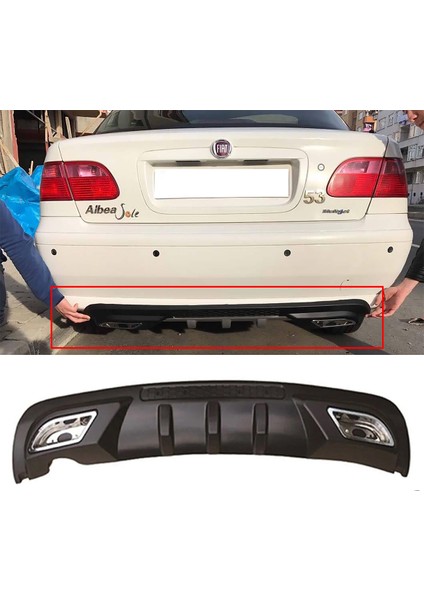 Fiat Albea Difüzör Difizör Siyah + Kare Egzoz Görünüm C Tip