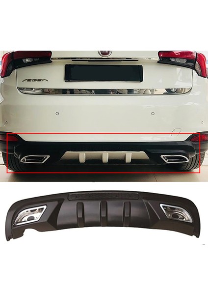 Fiat Egea Hb Difüzör Difizör Siyah + Kare Egzoz Görünüm C Tip