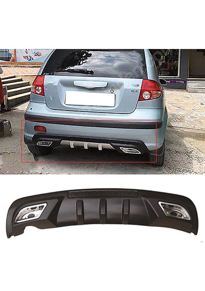 Hyundai Getz Difüzör Difizör Siyah + Kare Egzoz Görünüm C Tip