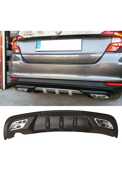 Fiat Egea Difüzör Difizör Siyah + Kare Egzoz Görünüm C Tip
