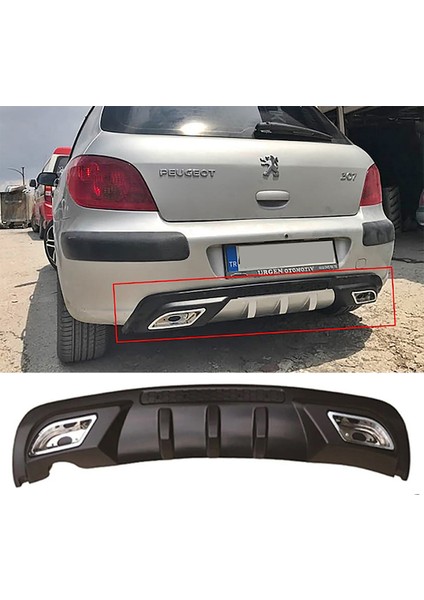 Peugeot 307 Difüzör Difizör Siyah + Kare Egzoz Görünüm C Tip