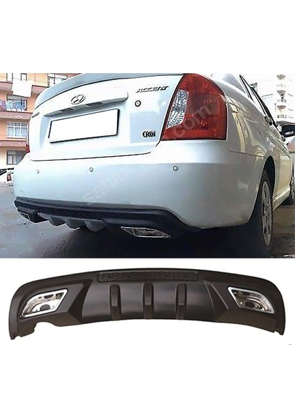 Hyundai Accent Era Difüzör Difizör Siyah + Kare Egzoz Görünüm C Tip 2006 - 2009
