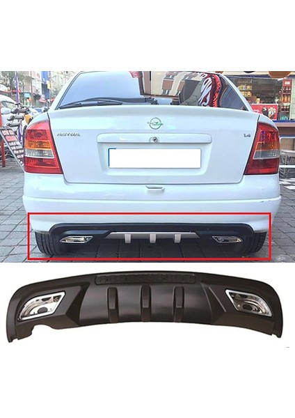 Opel Astra G Difüzör Difizör Siyah + Kare Egzoz Görünüm C Tip 1998 - 2004