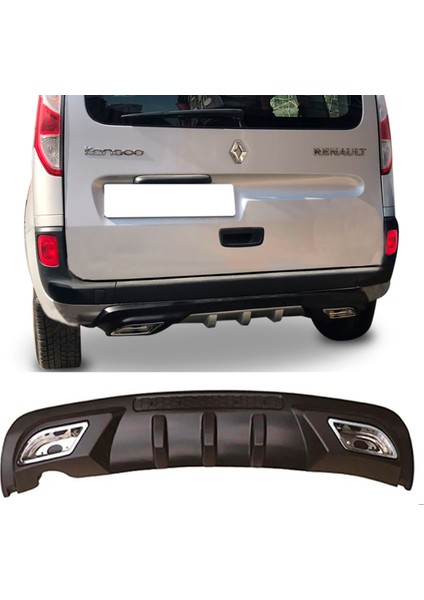 Renault Kangoo Difüzör Difizör Siyah + Kare Egzoz Görünüm C Tip