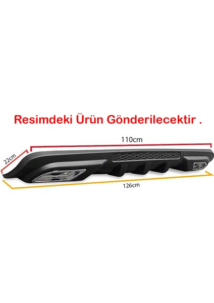 Renault Kangoo Difüzör Difizör Siyah + Kare Egzoz Görünüm C Tip