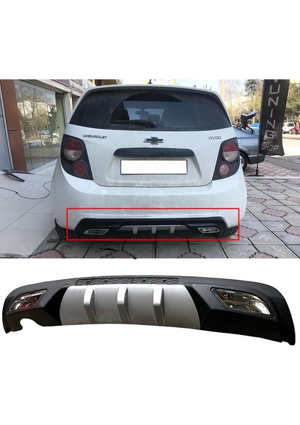 Chevrolet Aveo Hb Difüzör Difizör Gri + Kare Egzoz Görünüm C Tip 2012 - 2016