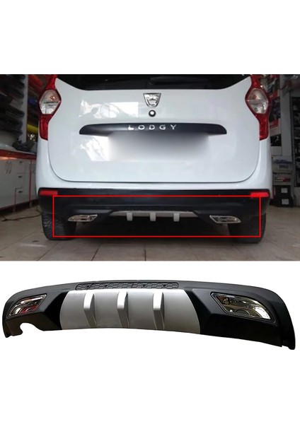 Dacia Dokker Difüzör Difizör Gri + Kare Egzoz Görünüm C Tip