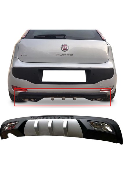 Fiat Punto Evo Difüzör Difizör Gri + Kare Egzoz Görünüm C Tip