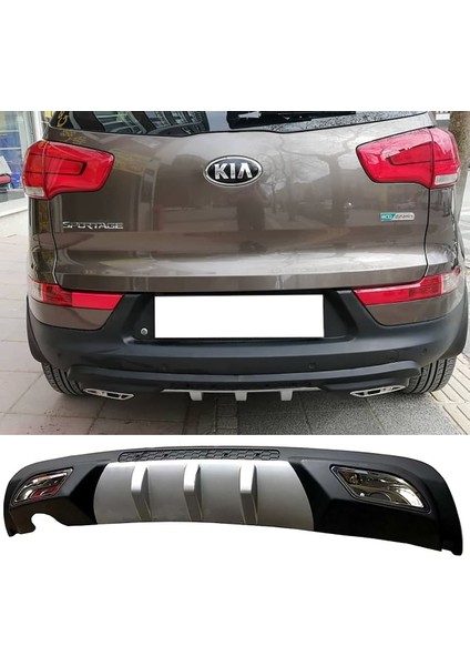 Kia Sportage Difüzör Difizör Gri + Kare Egzoz Görünüm C Tip