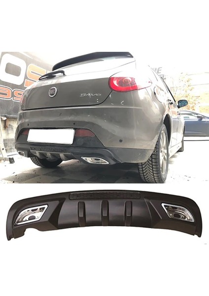 Fiat Bravo Difüzör Difizör Siyah + Kare Egzoz Görünüm C Tip 2006-2016