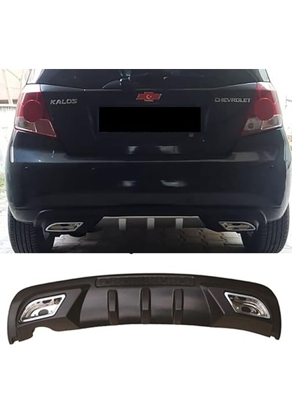 Chevrolet Kalos Difüzör Difizör Siyah + Kare Egzoz Görünüm C Tip