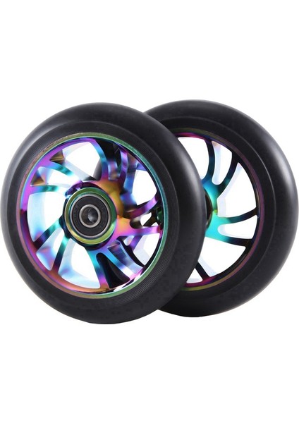 2 Adet 110 mm Renkli Alüminyum Dublör Scooter Tekerlekleri Alüminyum Scooter Tekerleği Scooter Aksesuarları (Yurt Dışından)