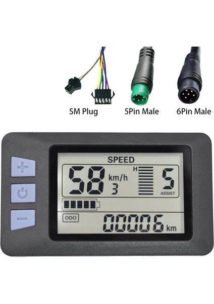 P3H LCD Ekran Ölçer Kontrol Paneli 24V 36V 48V 60V Elektrikli Bisiklet Ölçer Ekran Paneli Elektrikli Scooter Için (Sm) (Yurt Dışından)